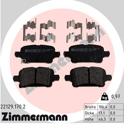Слика на комплет феродо, дискови кочници ZIMMERMANN 22129.170.2 за Opel Insignia B Grand Sport 1.6 CDTi (68) - 136 коњи дизел