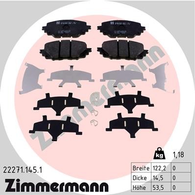 Слика на Комплет феродо, дискови кочници ZIMMERMANN 22271.145.1