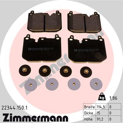 Слика на комплет феродо, дискови кочници ZIMMERMANN 22344.150.1 за Mini Clubman (F54) Cooper SD - 190 коњи дизел