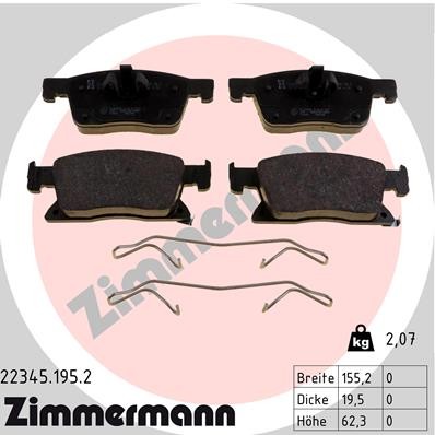 Слика на комплет феродо, дискови кочници ZIMMERMANN 22345.195.2 за Opel Astra K (B16) 1.6 BiTurbo - 150 коњи дизел