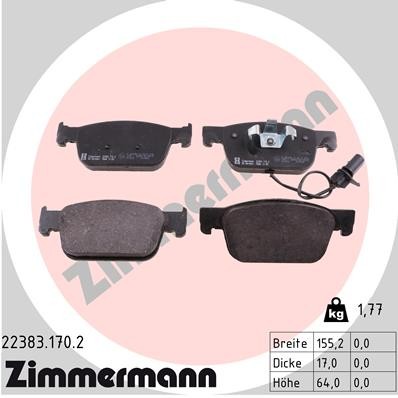 Слика на комплет феродо, дискови кочници ZIMMERMANN 22383.170.2 за Audi A5 Sportback (8TA) 3.0 TDI - 204 коњи дизел