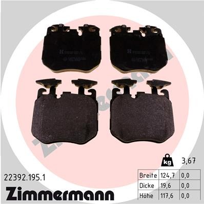 Слика на комплет феродо, дискови кочници ZIMMERMANN 22392.195.1 за BMW 7 Series G11 725 d, Ld - 231 коњи дизел