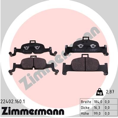 Слика на комплет феродо, дискови кочници ZIMMERMANN 22402.160.1 за Audi A5 Sportback (F5A) 2.0 TFSI g-tron - 170 коњи Бензин/Метан (CNG)