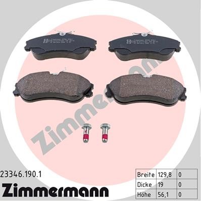 Слика на комплет феродо, дискови кочници ZIMMERMANN 23346.190.1 за Citroen Xsara N1 1.9 D - 70 коњи дизел