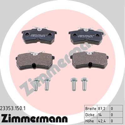 Слика на комплет феродо, дискови кочници ZIMMERMANN 23353.150.1 за Ford Fiesta 6 1.4 TDCi - 68 коњи дизел