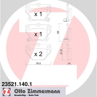 Слика на Комплет феродо, дискови кочници ZIMMERMANN 23521.140.1