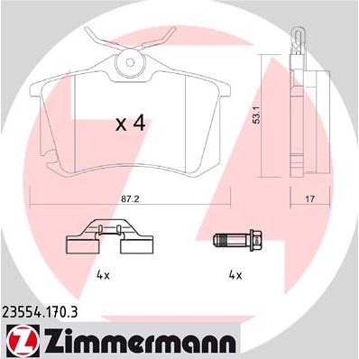 Слика на комплет феродо, дискови кочници ZIMMERMANN 23554.170.3 за VW Jetta 4 Estate (1J6) 1.6 16V - 105 коњи бензин