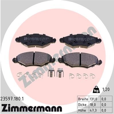 Слика на Комплет феродо, дискови кочници ZIMMERMANN 23597.180.1