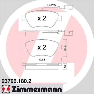 Слика на Комплет феродо, дискови кочници ZIMMERMANN 23706.180.2