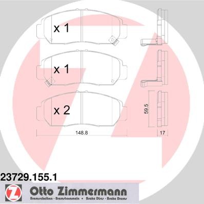 Слика на Комплет феродо, дискови кочници ZIMMERMANN 23729.155.1