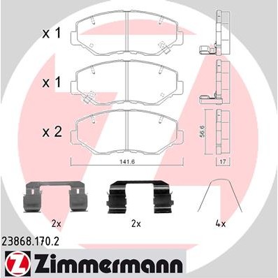 Слика на Комплет феродо, дискови кочници ZIMMERMANN 23868.170.2