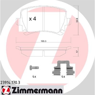 Слика на комплет феродо, дискови кочници ZIMMERMANN 23914.170.3 за Audi TT (8J3) 2.0 quattro - 265 коњи бензин