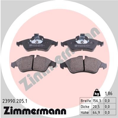 Слика на Комплет феродо, дискови кочници ZIMMERMANN 23990.205.1