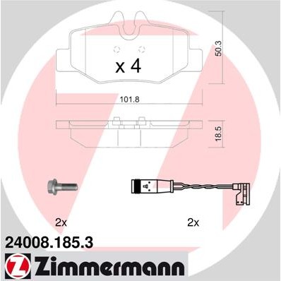 Слика на Комплет феродо, дискови кочници ZIMMERMANN 24008.185.3