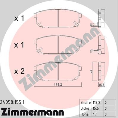 Слика на Комплет феродо, дискови кочници ZIMMERMANN 24058.155.1