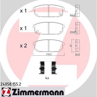 Слика на Комплет феродо, дискови кочници ZIMMERMANN 24058.155.2