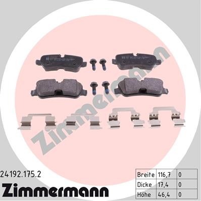 Слика на Комплет феродо, дискови кочници ZIMMERMANN 24192.175.2