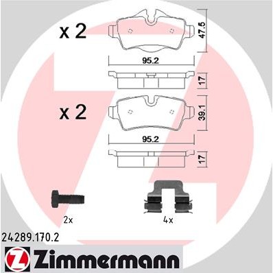 Слика на Комплет феродо, дискови кочници ZIMMERMANN 24289.170.2