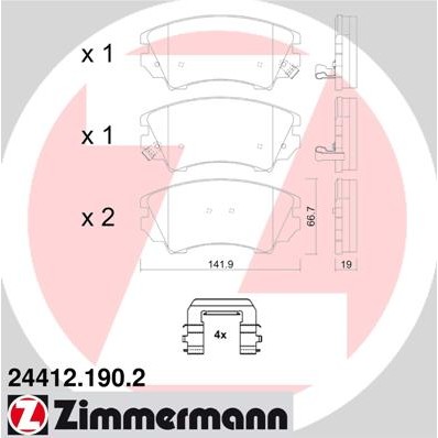 Слика на комплет феродо, дискови кочници ZIMMERMANN 24412.190.2 за Opel Astra GTC 1.7 CDTI - 131 коњи дизел