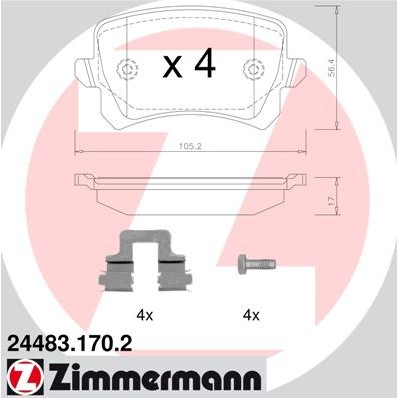 Слика на комплет феродо, дискови кочници ZIMMERMANN 24483.170.2 за VW Passat 6 Sedan (B6,3c2) 2.0 TDI 16V 4motion - 140 коњи дизел