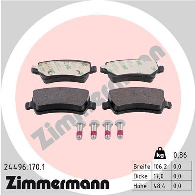 Слика на комплет феродо, дискови кочници ZIMMERMANN 24496.170.1 за Volvo V60 2.0 D4 - 190 коњи дизел