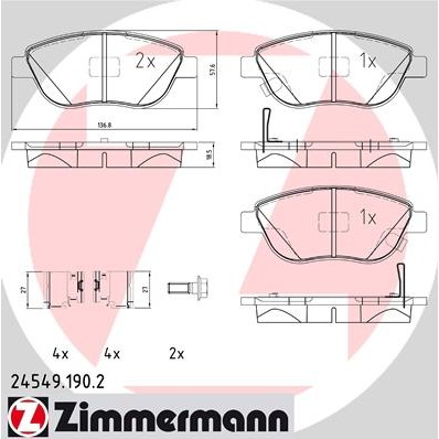 Слика на Комплет феродо, дискови кочници ZIMMERMANN 24549.190.2