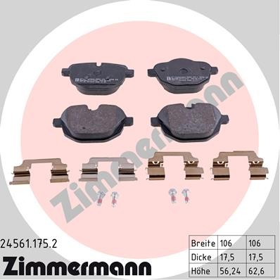 Слика на комплет феродо, дискови кочници ZIMMERMANN 24561.175.2 за BMW X3 F25 sDrive 20 i - 184 коњи бензин