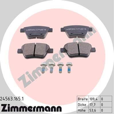 Слика на Комплет феродо, дискови кочници ZIMMERMANN 24563.165.1