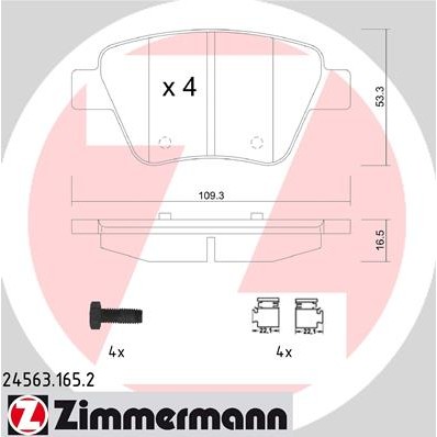 Слика на комплет феродо, дискови кочници ZIMMERMANN 24563.165.2 за Skoda Octavia Estate (1Z5) 1.8 TSI - 160 коњи бензин