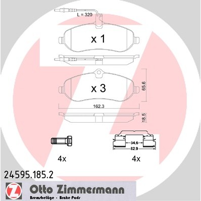 Слика на комплет феродо, дискови кочници ZIMMERMANN 24595.185.2 за Peugeot Expert Box (VF3*) 2.0 16V - 140 коњи бензин