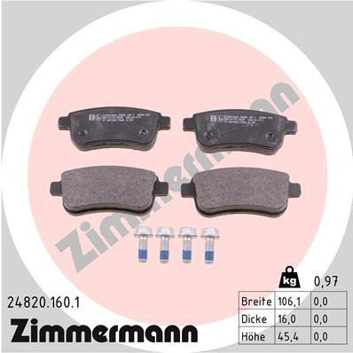 Слика на комплет феродо, дискови кочници ZIMMERMANN 24820.160.1 за Renault Megane 3 Hatchback 2.0 TCe (BZ0K) - 180 коњи бензин