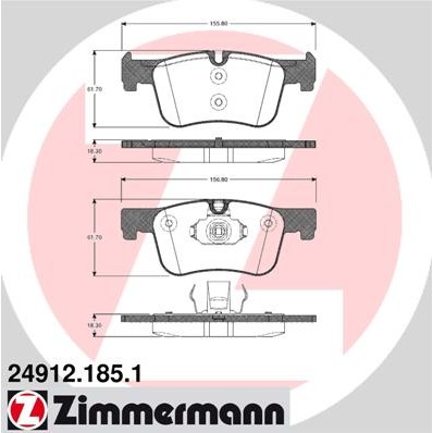 Слика на комплет феродо, дискови кочници ZIMMERMANN 24912.185.1 за BMW 3 Sedan F30 F35 F80 320 d - 163 коњи дизел