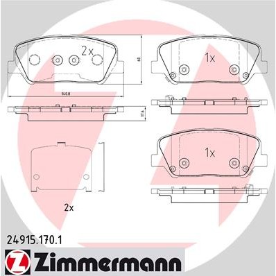 Слика на комплет феродо, дискови кочници ZIMMERMANN 24915.170.1 за Kia Cee'd Sportswagon 1.4 MPi - 101 коњи бензин