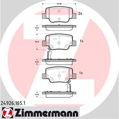 Слика на Комплет феродо, дискови кочници ZIMMERMANN 24926.165.1