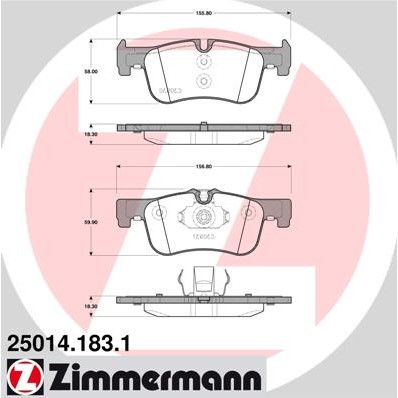 Слика на комплет феродо, дискови кочници ZIMMERMANN 25014.183.1 за BMW 1 F21 116 d - 116 коњи дизел