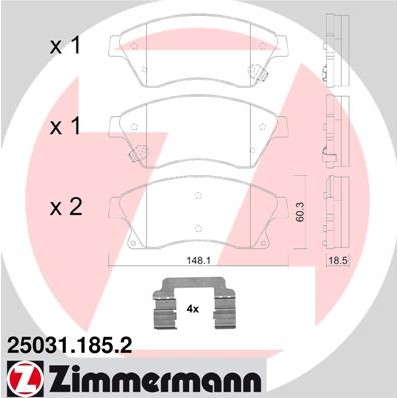 Слика на Комплет феродо, дискови кочници ZIMMERMANN 25031.185.2