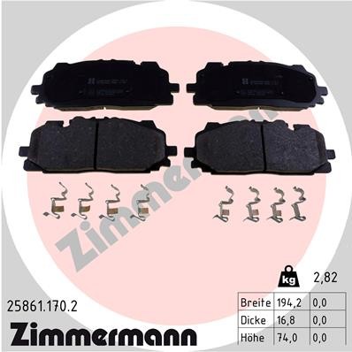 Слика на комплет феродо, дискови кочници ZIMMERMANN 25861.170.2 за Audi A4 Allroad (8WH, B9) 3.0 TDI quattro - 218 коњи дизел