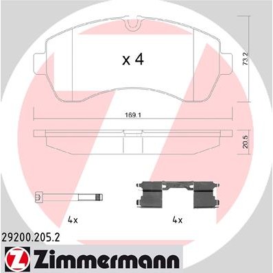 Слика на Комплет феродо, дискови кочници ZIMMERMANN 29200.205.2