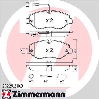 Слика на Комплет феродо, дискови кочници ZIMMERMANN 29229.210.3