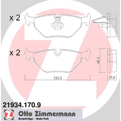 Слика на комплет феродо, дискови кочници ZIMMERMANN pb:z 21934.170.9 за BMW 3 Sedan E46 318 d - 116 коњи дизел