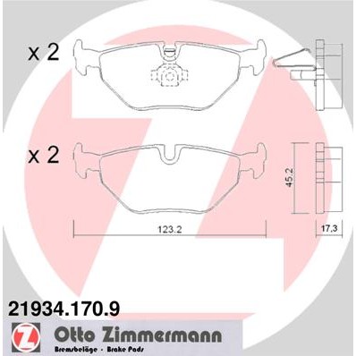 Слика на комплет феродо, дискови кочници ZIMMERMANN pb:z 21934.170.9 за BMW 3 Touring E46 320 i - 150 коњи бензин