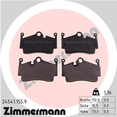 Слика на комплет феродо, дискови кочници ZIMMERMANN pb:z 24541.155.9 за Porsche Cayman (981) S 3.4 - 325 коњи бензин