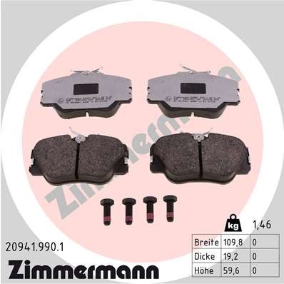 Слика на Комплет феродо, дискови кочници ZIMMERMANN rd:z 20941.990.1