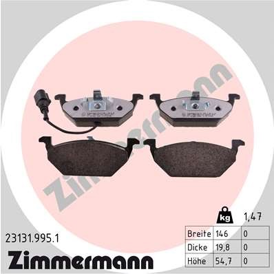 Слика на комплет феродо, дискови кочници ZIMMERMANN rd:z 23131.995.1 за Audi A3 (8P1) 1.4 TFSI - 125 коњи бензин