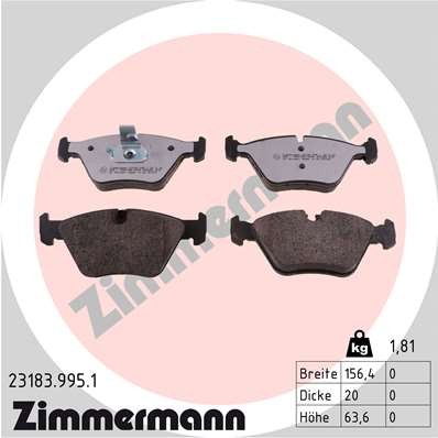 Слика на комплет феродо, дискови кочници ZIMMERMANN rd:z 23183.995.1 за BMW 3 Touring E46 330 d - 204 коњи дизел