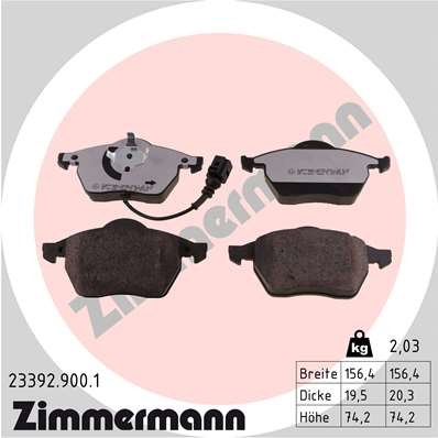 Слика на комплет феродо, дискови кочници ZIMMERMANN rd:z 23392.900.1 за VW Golf 4 Variant (1J5) 1.9 SDI - 68 коњи дизел