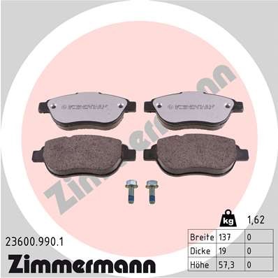 Слика на Комплет феродо, дискови кочници ZIMMERMANN rd:z 23600.990.1