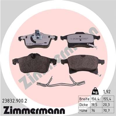 Слика на Комплет феродо, дискови кочници ZIMMERMANN rd:z 23832.900.2