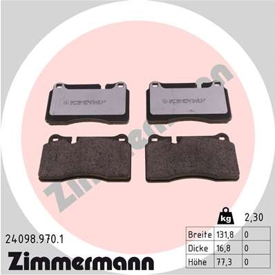 Слика на Комплет феродо, дискови кочници ZIMMERMANN rd:z 24098.970.1