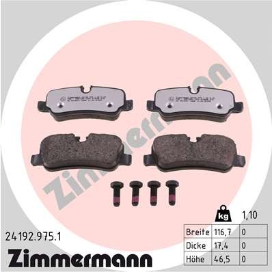 Слика на комплет феродо, дискови кочници ZIMMERMANN rd:z 24192.975.1 за Range Rover Sport (LS) 3.0 TD 4x4 - 249 коњи дизел